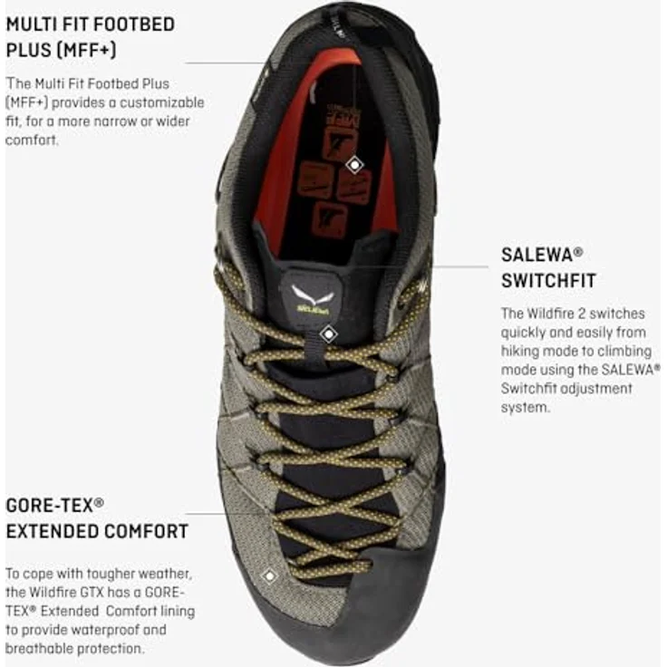 SALEWA Wildfire 2 GTX M, Herren Wanderschuhe/Kletterschuhe, wasserdicht, grau/schwarz, Größe 42,5 – Bild 2