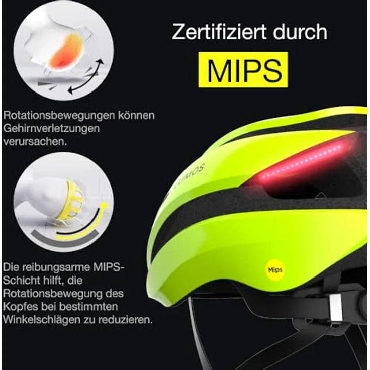 Lumen Labs Lumos Ultra Mips Fahrradhelm, Lime Green S, integrierte Blinker und Beleuchtung, leicht mit 370 g, USB-C Aufladung – Bild 7