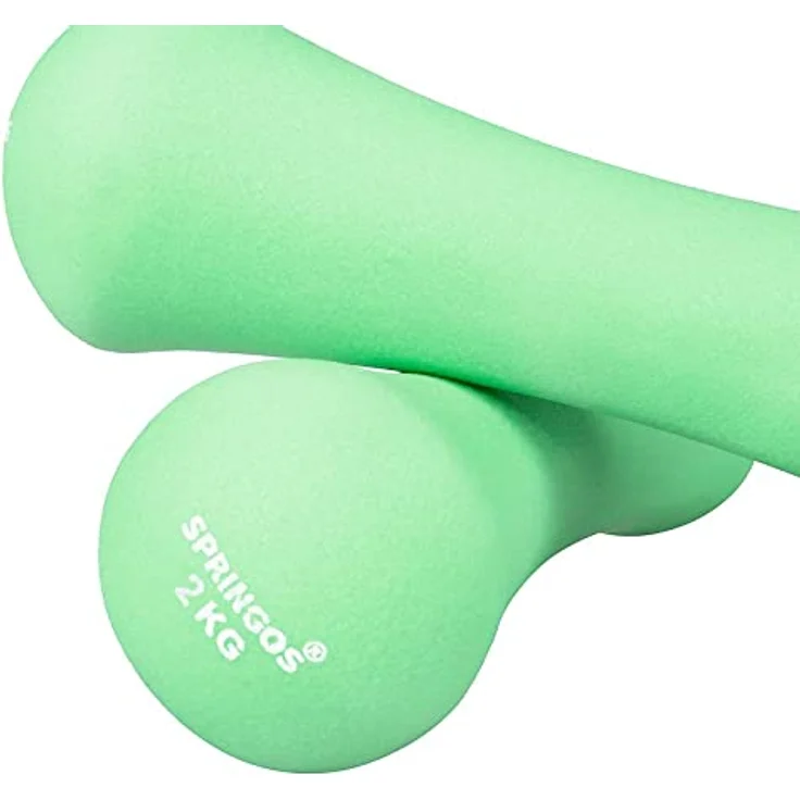 SPRINGOS Hanteln Set 1-6 kg Neopren Frauenhantel Fitness Gymnastik Hanteln Gewichte Workout Hantel Training, Aerobic-Hanteln (Grün 2x 2 kg) – Bild 3