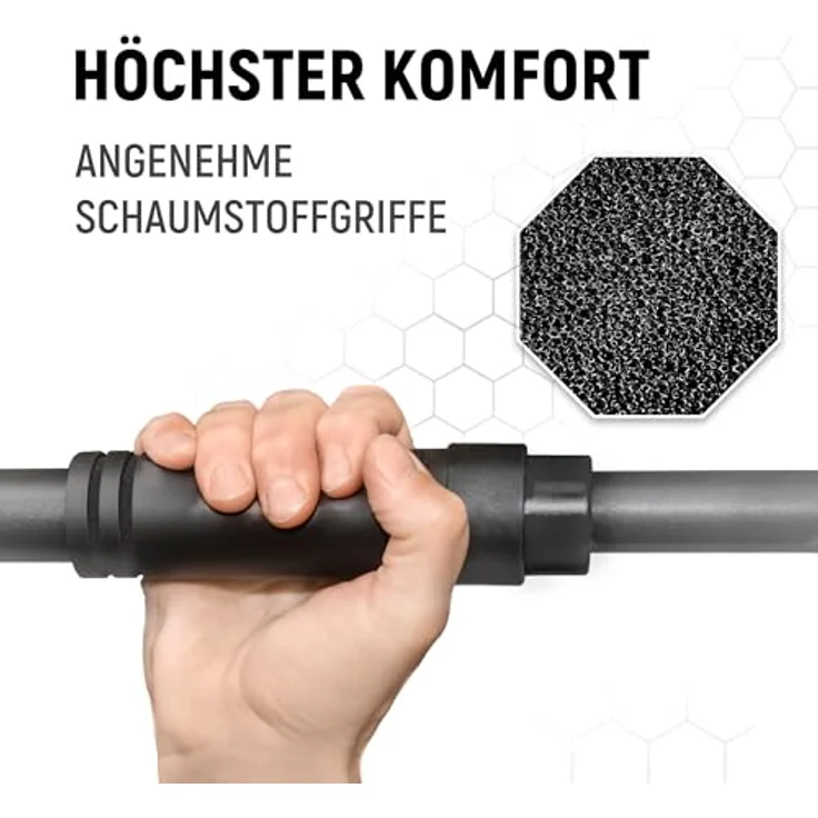 NEOLYMP Klimmzugstange Türrahmen ohne Schrauben mit Pull up Bar E-Book - Klimmzug Stange verstellbar 70-100 cm mit Gewindesperre für sicheren Halt bis zu 200kg (Schwarz) – Bild 5