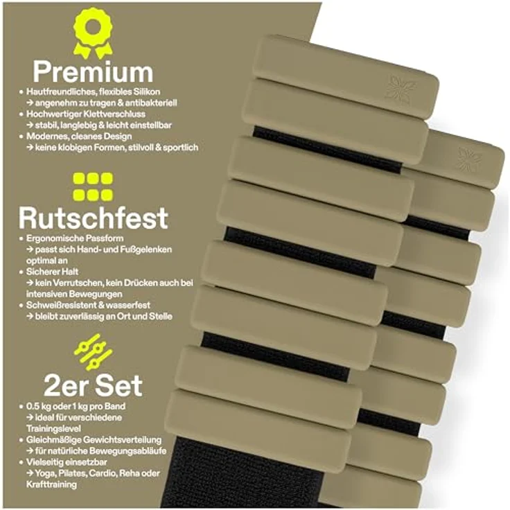 OMNANA® Gewichtsmanschetten aus Silikon, knöchel- und handgelenkgewichte, 2x0,5 kg oder 2x1 kg, ergonomisch und wasserabweisend für Fitness, Yoga, Pilates und Krafttraining – Bild 2