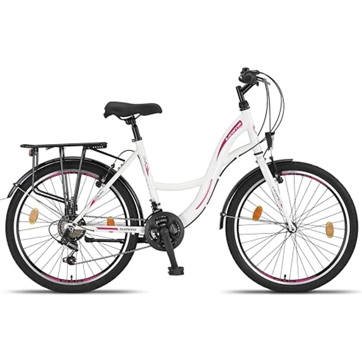 Licorne Bike Stella Premium City Bike 24 Zoll - 21 Gang-Schaltung - Hollandfahrrad Citybike in Weiss – Bild 4