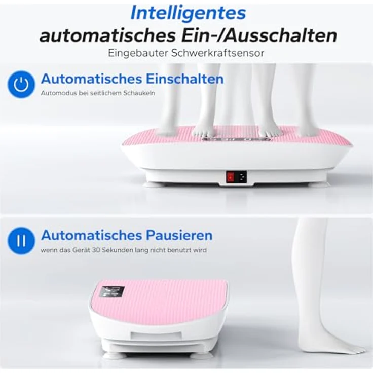 MERACH Vibrationsplatte, Leistungsstarke Vibrationsplattform für Ganzkörpertraining mit automatischer Geschwindigkeitsregelung und Bluetooth-Lautsprecher, Rosa – Bild 5