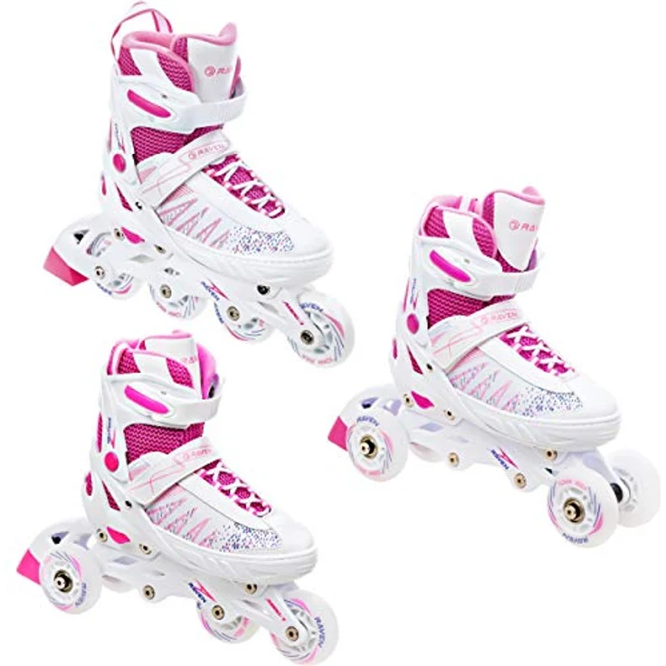 RAVEN 3in1 Inline Skates Triskates Rollschuhe verstellbar für Mädchen, Größe 28-32 (18,5cm-21cm), mit Double-Vent-System und DSAS – Bild 1