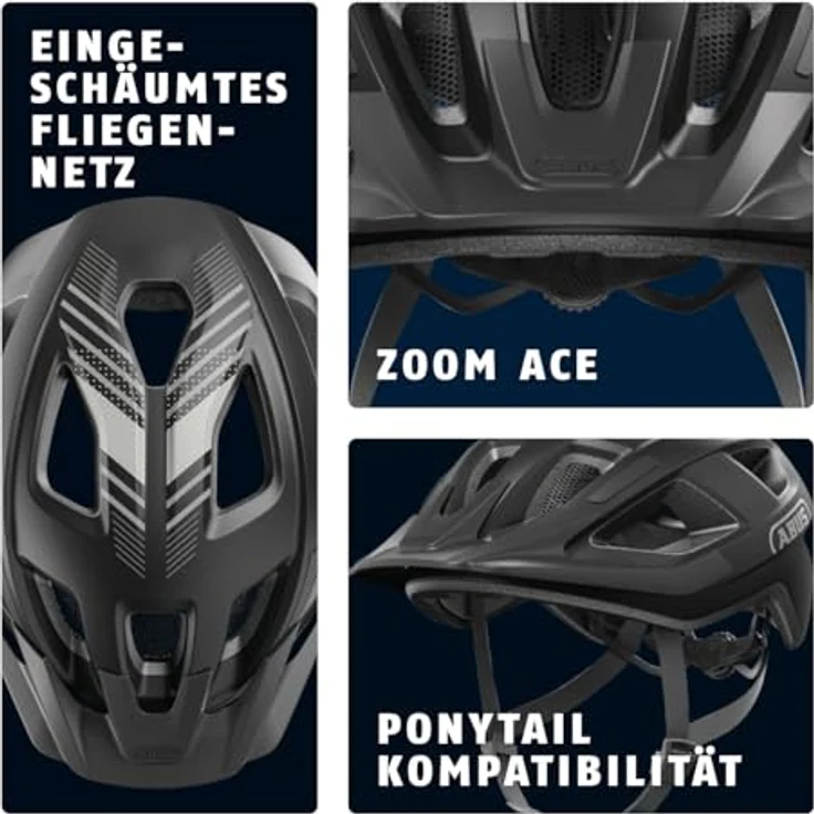ABUS Aduro 3.0 LED, sportlicher Fahrradhelm mit Rücklicht für Damen und Herren, Größe M, Schwarz – Bild 3