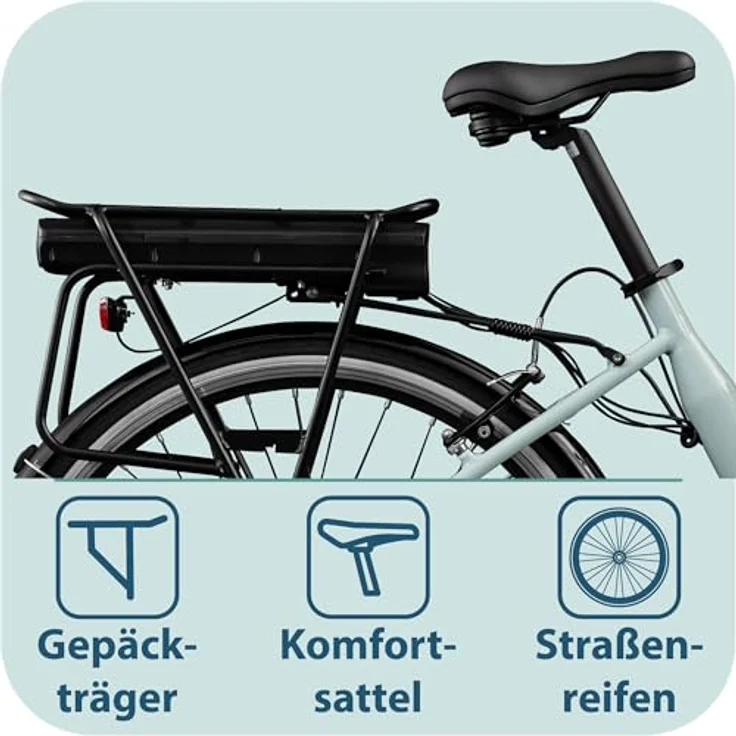 Tretwerk Linea E Bike, 28 Zoll Damen Pedelec mit 3 Gang Nabenschaltung, Elektro Fahrrad Citybike retro Tiefeinsteiger, hellblau, bis 95 km Reichweite – Bild 8