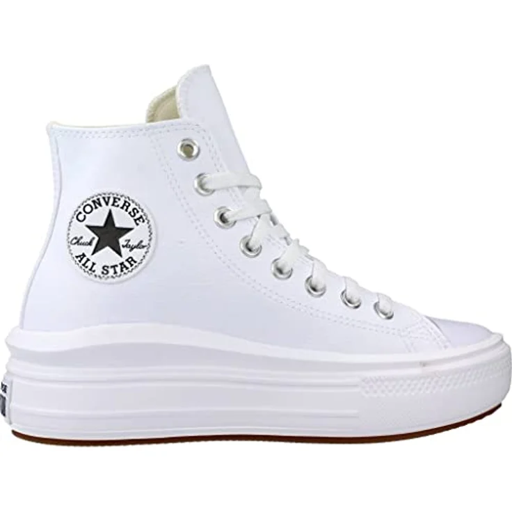 Converse Chuck Taylor All Star Move Platform Leather, Damen Ledersneaker in Weiß, Größe 6,5 UK (39,5 EU / 8,5 US), rutschfeste Gummi-Sohle – Bild 4