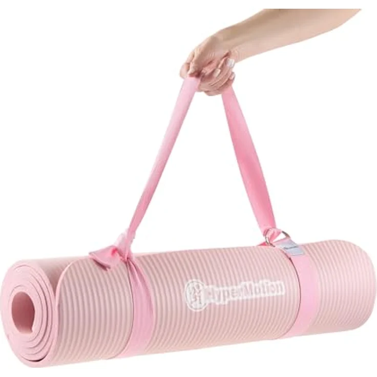 HyperMotion Yogamatte HYP55 YOGA MAT 0.8P, NBR-Schaum, 183x61 cm, 8 mm Komfortstärke, pink mit Tragegurt – Bild 19