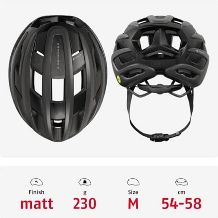 ABUS AirBreaker 2.0 MIPS, Rennradhelm mit optimierter Belüftung und Aerodynamik, schwarz, Größe M (54-58 cm) – Bild 3