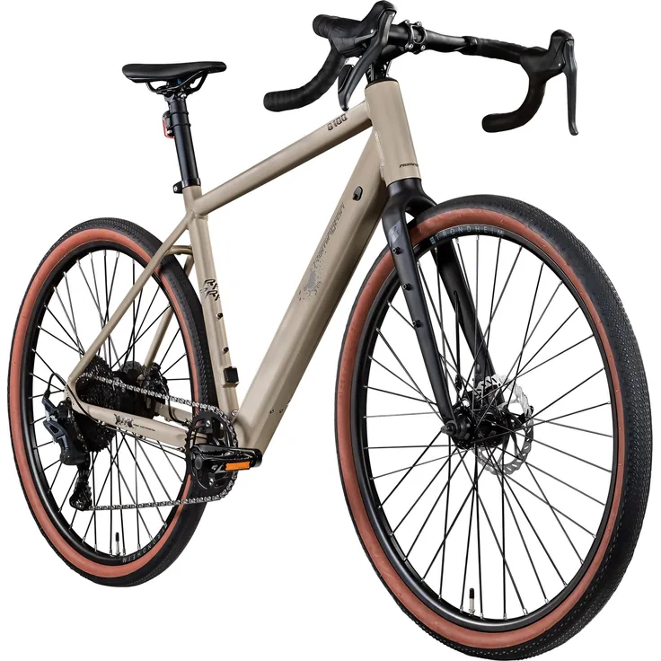 Remington G100 E Gravelbike, 28 Zoll Pedelec mit 360 Wh Akku, 10-Gang, Aluminium Rahmen, beige, 51 cm