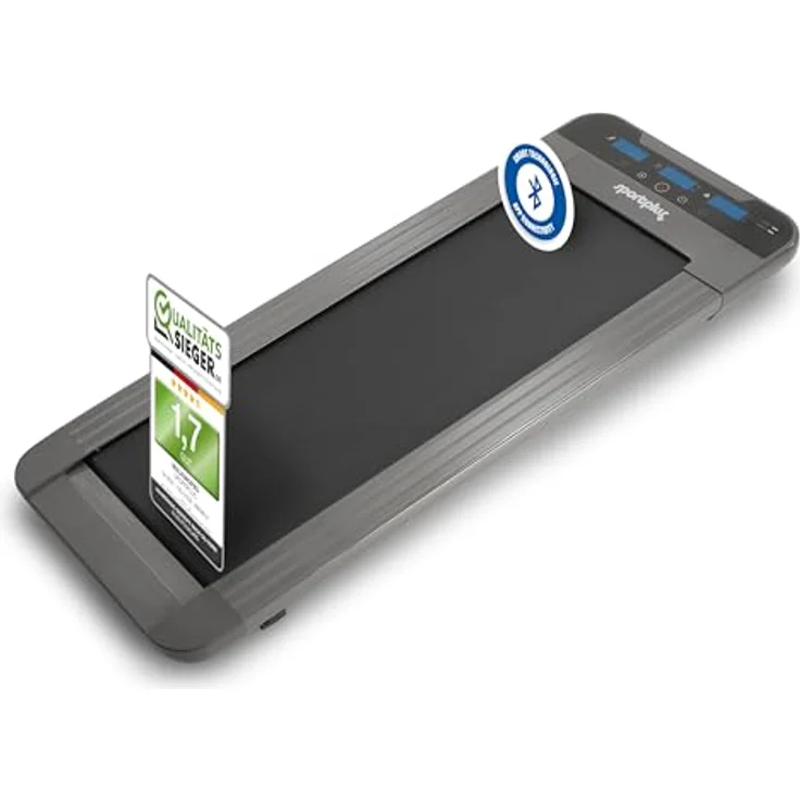 SportPlus Walking Laufband für zuhause & im Büro - Walking Pad bis 6 km/h (leiser Motor), ideal als Desk Laufband am Schreibtisch,kein Joggen möglich, bis 120 kg,Grau-Schwarz,ca. 133x53x10 cm (LxBxH) – Bild 1