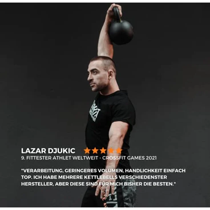 SUPRFIT - Econ Professional Kettlebell 16Kg - Pulverbeschichtete Kugelhantel aus massivem Gusseisen für Fitness, Crossfit & Krafttraining - Schwarze Kettlebells Hantel für Homegym und Fitnessstudios – Bild 5