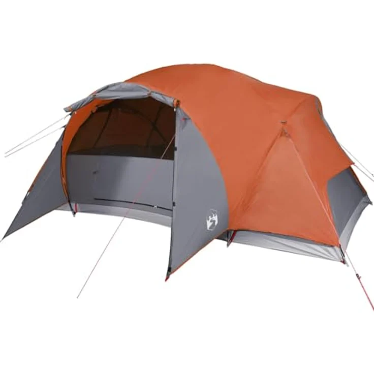 vidaXL Familienzelt, Campingzelt für 8 Personen mit wasserdichtem Design, Belüftung und Insektenschutz, Leicht und Tragbar, Orange – Bild 1