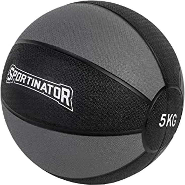 SPORTINATOR® Training Medizinball in grau/schwarz, mit Gewichtsangabe auf dem Ball, ideal für das Kraft- und Konditionstraining. Größe 1 bis 10, Gewicht von 1 kg bis 10 kg (5)