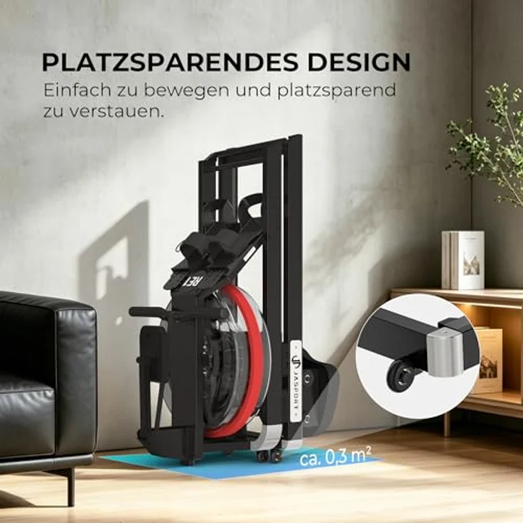JASPORT RE1 Wasser-Rudergerät klappbar, 14-L-Wassertank, Kinomap-kompatibel, LCD-Display, bis 150 kg belastbar – Bild 6