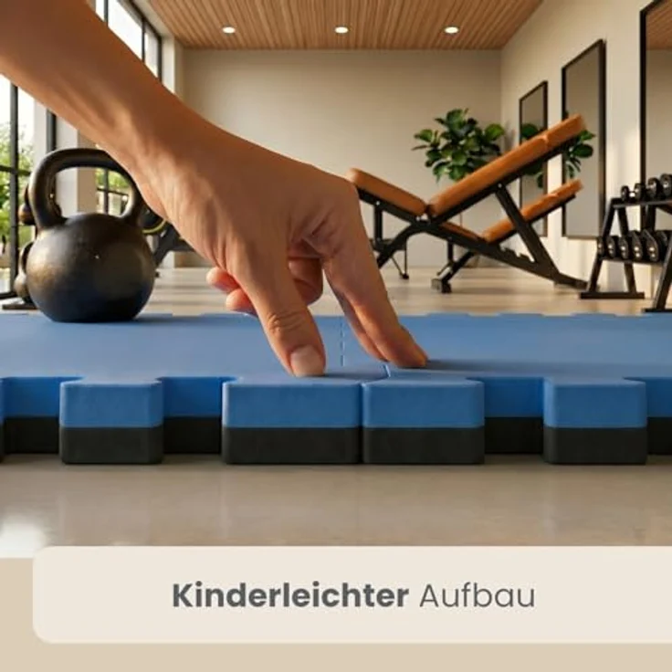 EYEPOWER Extra dick 4cm Fitnessmatte, 90x90 cm Puzzlematte, schalldämmend und rutschfest, wendbar in 2 Farben, ideal für Hantelbank und Homegym – Bild 4