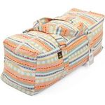 bodhi ETHNO Collection: Yoga Kit Bag Jacquard-Webstoff, große Yogatasche mit Reißverschluss, apricot-hellblau gemustert