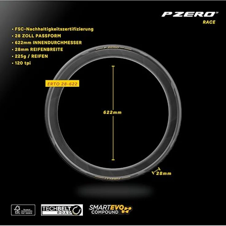 Pirelli P ZERO Black Race 700x28C, Fahrradreifen mit SmartEVO Gummimischung und TechBELT Road Pannenschutz, schwarz, 8.5 bar – Bild 2