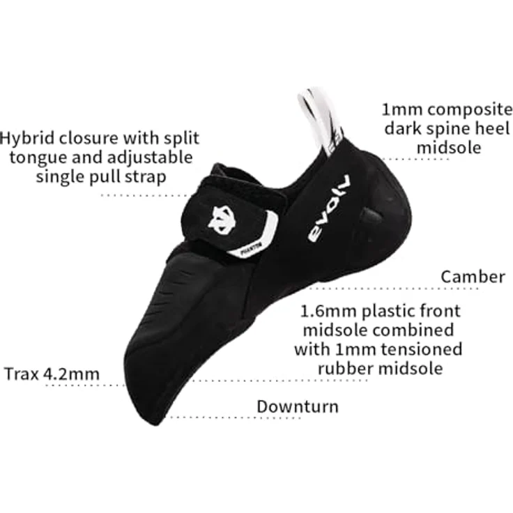 Evolv Phantom Kletterschuhe, Damen, Größe 42.5, Schwarz, ideal für Kletterer – Bild 3