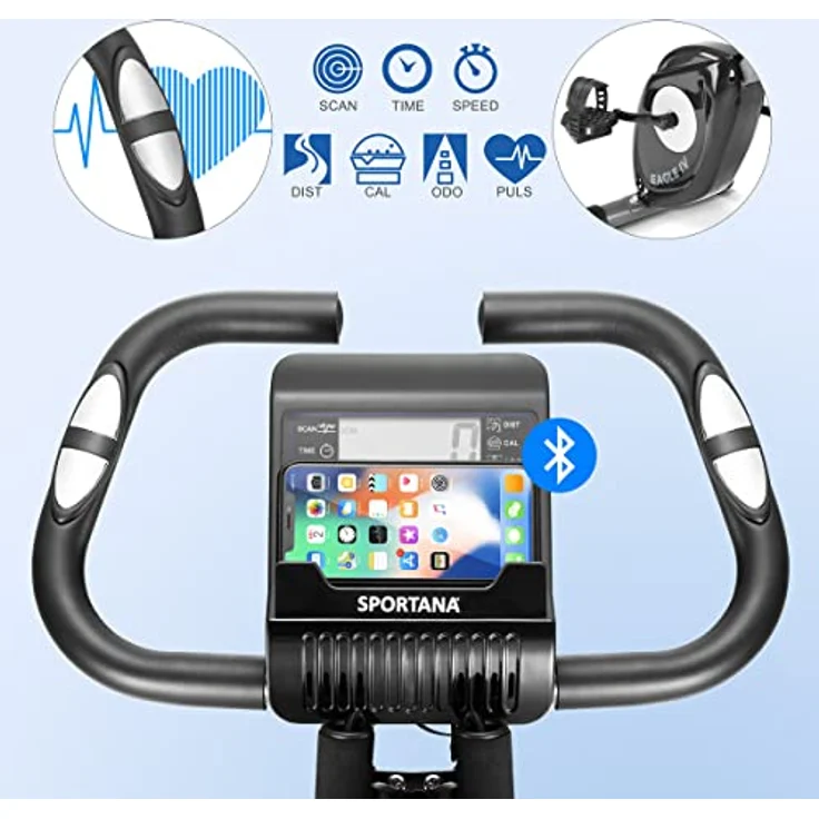 Sportana F-Bike Heimtrainer Eagle 4 Faltbar 10 Stufen 7 Sitzhöhen LCD Display Trainings APP 2 Fitnessbänder Fitnessfahrrad Fahrradtrainer Fitnessbike X-Bike – Bild 4