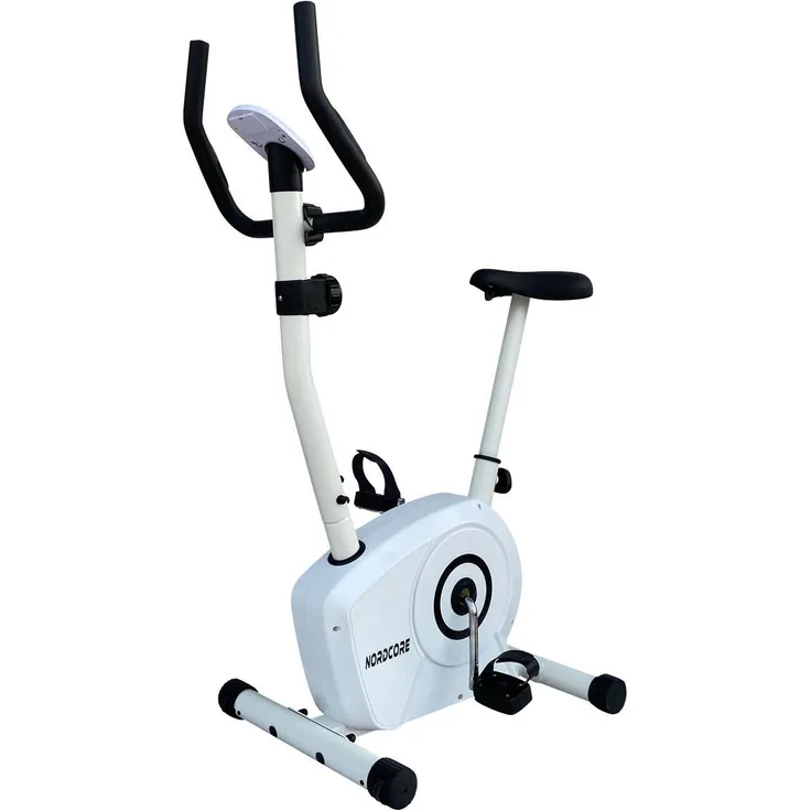 Nordcore Heimtrainer Core 400, Ergometer mit 8 Widerstandsstufen, verstellbarer Sitzbank, Weiß