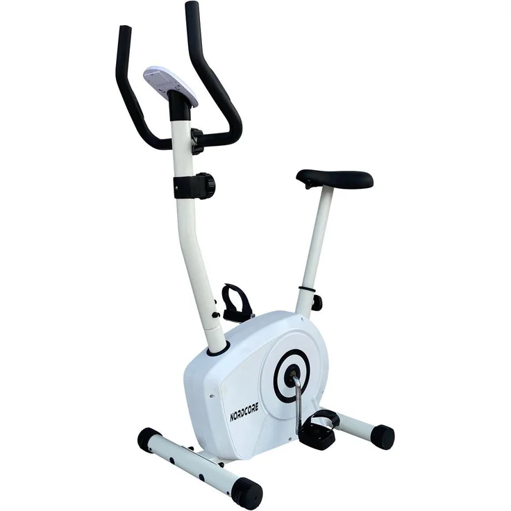 Nordcore Heimtrainer Core 400, Ergometer mit 8 Widerstandsstufen, verstellbarer Sitzbank, Weiß