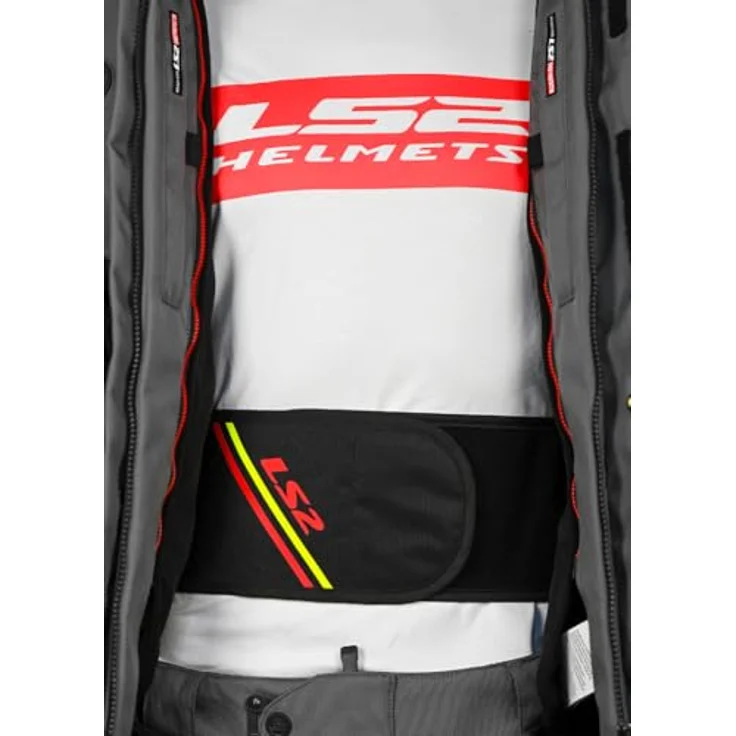 LS2 Apollo, wasserdichte Motorrad Textiljacke aus 3-lagigem Laminatgewebe, hellgrau/schwarz/rot, XL, mit abnehmbaren Protektoren, max. Wasserdichtigkeit 21000 mm H2O – Bild 6