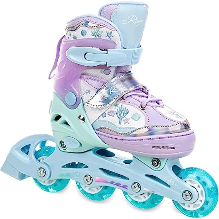 RAVEN 2in1 Schlittschuhe Inline Skates für Kinder Mädchen, verstellbar Isla Violet, Größe 34-37 (21,5cm-24cm), PU-Rollen, Double-Vent-System, Shock-Absorbing-System – Bild 3