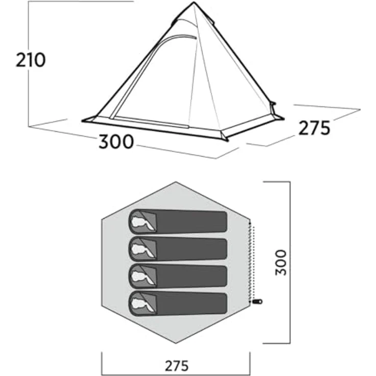 Easy Camp Otra Tipi, Zelt für 4 Personen, wind- und wasserdicht, 5.50 kg, mit eingenähtem Boden und optimaler Luftzirkulation – Bild 5