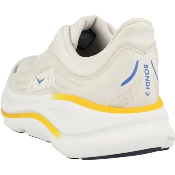 Hoka One One M Bondi 9, Atmungsaktive Laufschuhe mit Meta-Rocker und stabilisierender Fersenkappe, Weiß / Grau, Größe 45 1/3 – Bild 6
