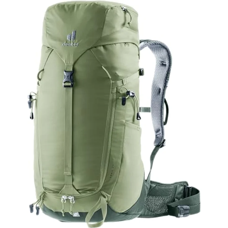 deuter Trail 24 Klettersteig Wanderrucksack, grove-ivy, 24 L mit ergonomischen Netz-Hüftflossen und abnehmbarer Regenhülle – Bild 1