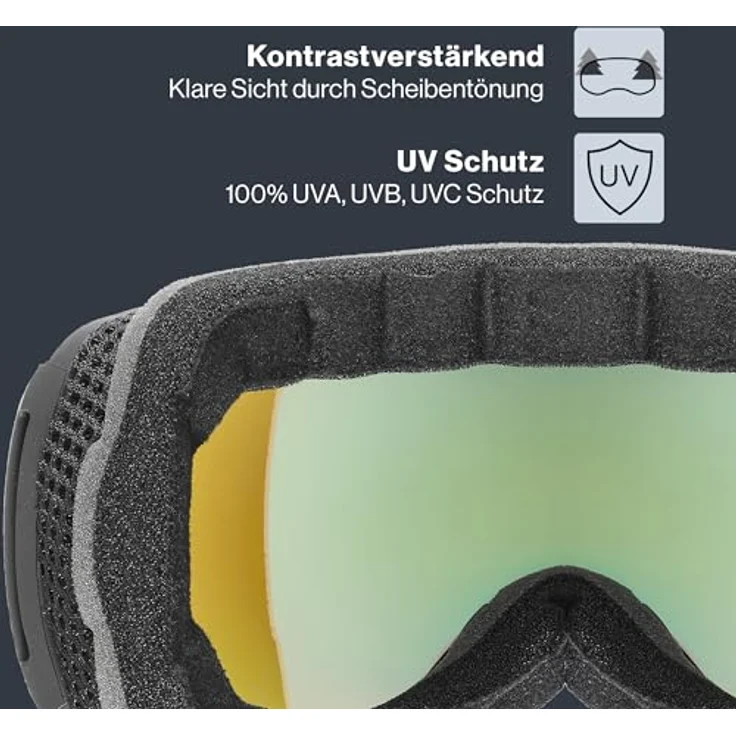 uvex downhill 2100 CV, Skibrille für Damen und Herren, kontraststeigernd, verzerrungs- & beschlagfrei, Farbe: black matt/blue-green, one size – Bild 3