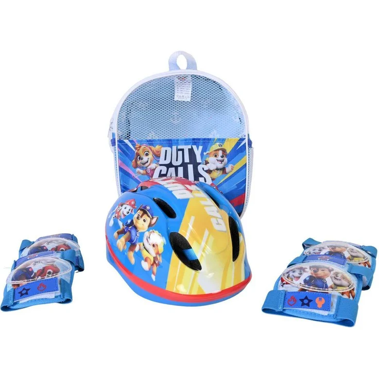 Volare Fahrradhelm Paw Patrol 1416, 6-teiliges Set mit Helm (Gr. 51-55 cm), Knieschonern und Ellbogenschonern, inklusive Rucksack
