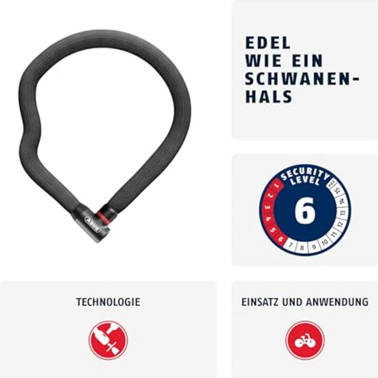 Abus Goose Lock 4204K, Veloschloss mit 4 mm Stahlkette, variabel formbar, in verschiedenen Farben erhältlich – Bild 2