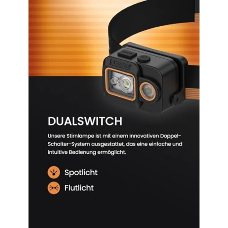 Duracell LED Stirnlampe DH700R Core, 700 Lumen, Digital-Fokus, bis 60 m Leuchtweite, Rotlichtfunktion, USB-C wiederaufladbar, IP54 spritzwassergeschützt – Bild 5
