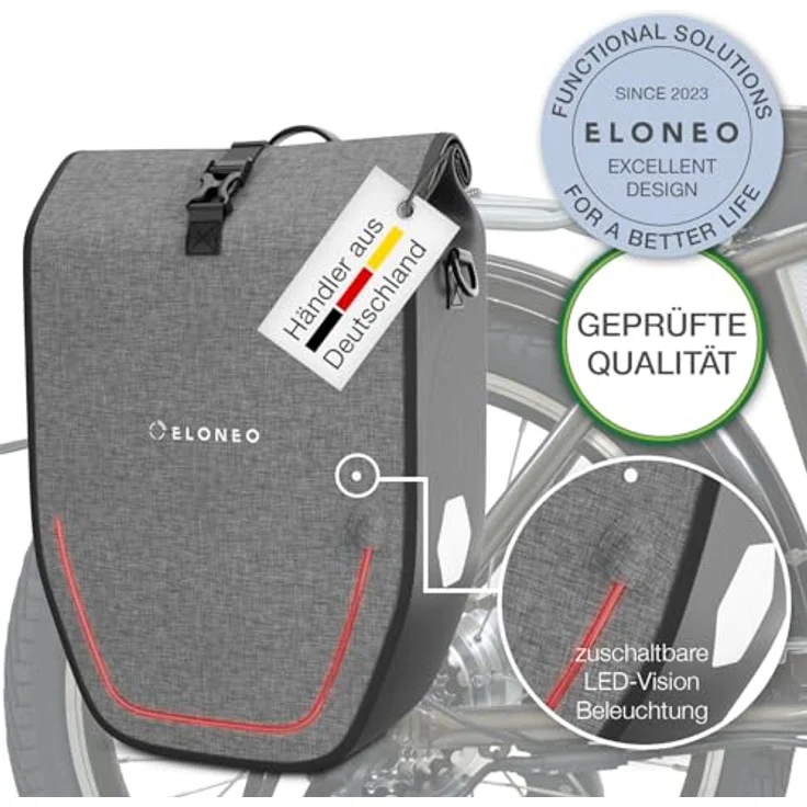 eloneo Fahrradtasche Gepäckträgertasche, wasserdicht mit LED – Bild 10