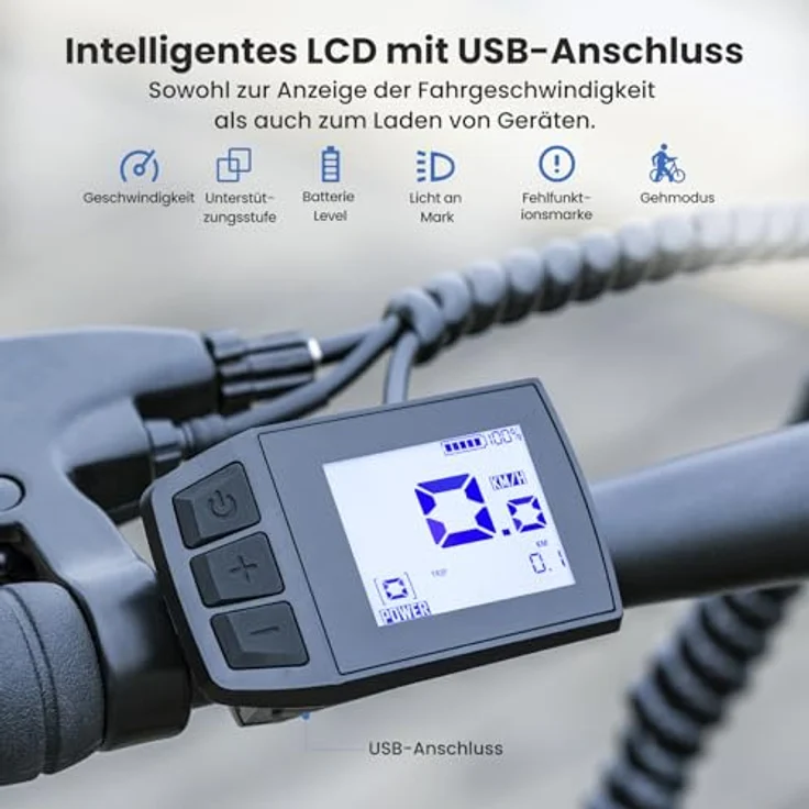 Touroll J1 ST E-Bike, 250 W Motor, 561,6 Wh Akku, Reichweite bis 100 km, 27,5", Shimano 7-Gang, 80 mm Lockout-Federung, StVZO – Bild 10