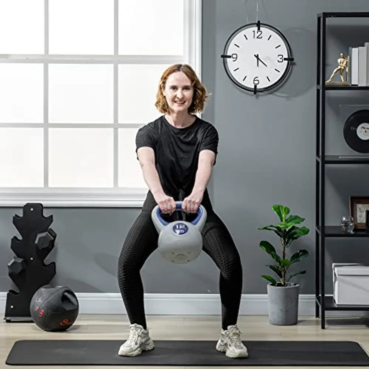 SPORTNOW Kettlebell 12 KG, Bodenschonende Kugelhantel, Schwunghantel Gewichtkugel für freies Gewichtstraining, Krafttraining, Gewichtheben, Ausdauer, Fitness, Blau – Bild 2