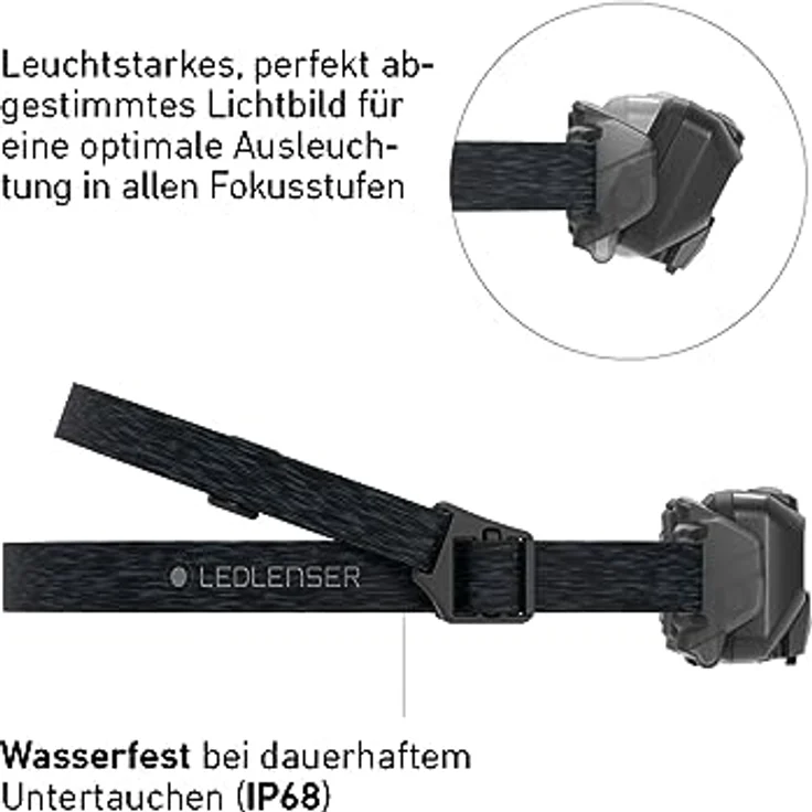 Ledlenser HF6R Core, aufladbare Stirnlampe mit 800 lm Lichtleistung, Digitalfokus und rotem Frontlicht, schwarz – Bild 4