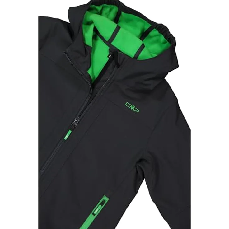 CMP Cmp Boy Softshell Jacket Fix Hood, wetterfeste Skijacke mit Fleece-Innenfutter, Antracite-Deep Mint, Größe 128 – Bild 5