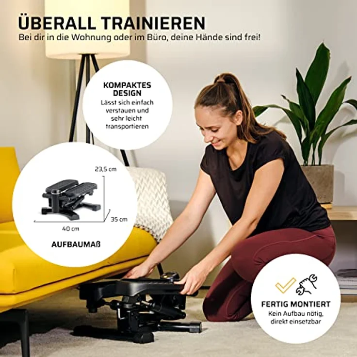 SportPlus 2-in-1 Mini-Stepper mit patentierter Umschalttechnik, Swing-Stepper und Auf-und-Ab-Stepper in einem Gerät, bis 100kg, verschleißfreie Hydraulik-Zylinder – Bild 5