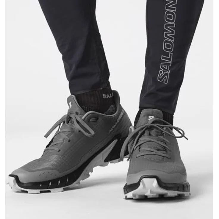 Salomon Alphacross 5, Herren Laufschuhe mit Mesh-Obermaterial, Contagrip Sohle, grau, Größe 46 – Bild 2