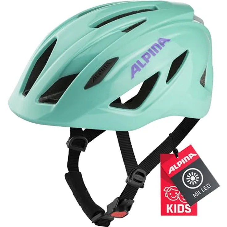 ALPINA SPORTS Pico Flash, Velohelm für Kinder und Jugendliche, Inmold-Bauweise, 50-55 cm, Neon-Pink mit integrierten Lüftungsöffnungen und Fliegengitter