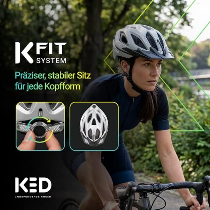 KED Spiri II Trend Fahrradhelm, grau, Größe M (52-58 cm), mit K-Fit Anpassungssystem und LED Rücklicht – Bild 5
