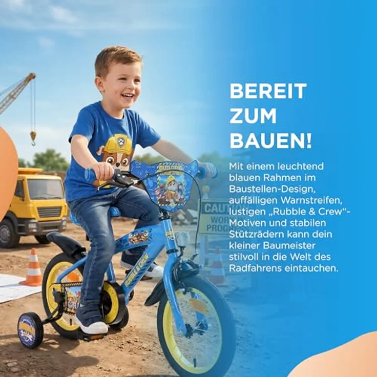 Volare Rubble Kinderfahrrad, 12 Zoll, 1 Gang, ohne Schaltung, mit Handbremsen und abnehmbaren Stützrädern – Bild 2