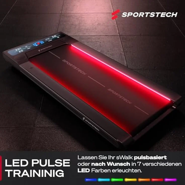 Sportstech sWalk Walking Pad Laufband mit LED - 1-6 km/h Geschwindigkeit, interaktives LCD-Display, App kompatibel - Flexibles Under Desk Schreibtisch Treadmill, Deutsche Qualitätsmarke – Bild 5