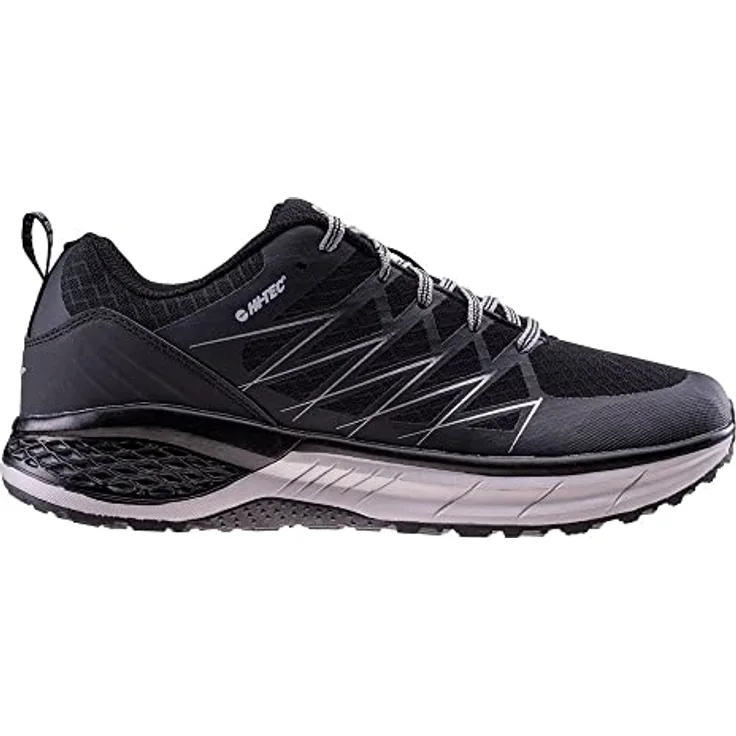 Hi-Tec Trail Destroyer Wanderschuhe für Herren, leichtes PU-Mesh-Obermaterial, reflektierende Elemente, Ortholytische Einlegesohle, CMEVA-Mittelsohle, TPR-Sohle, 42 EU, Schwarz