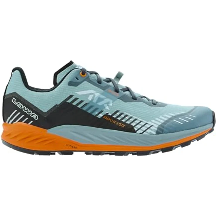 Lowa AMPLUX 2 GTX Herren Halbschuh, wasserdicht mit GORE-TEX-Membran, rauchblau/orange, Größe 9 – Bild 2