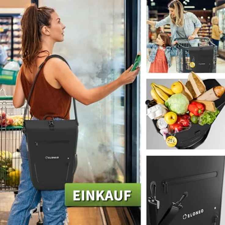 eloneo Fahrradtasche Gepäckträgertasche, wasserdicht mit LED, schwarz – Bild 6