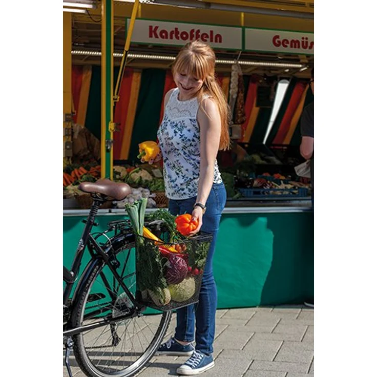 Prophete Fahrradkorb mit Rollen und ausfahrbarem Griff für Gepäckträgermontage, schwarz – Bild 11